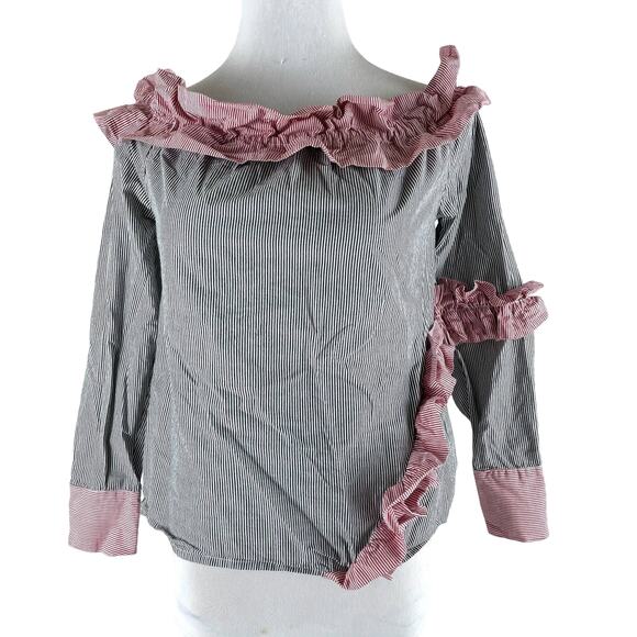 Walter Baker Derrick Striped Ruffle Off Shoulder Top Size S - Picture 2 of 7